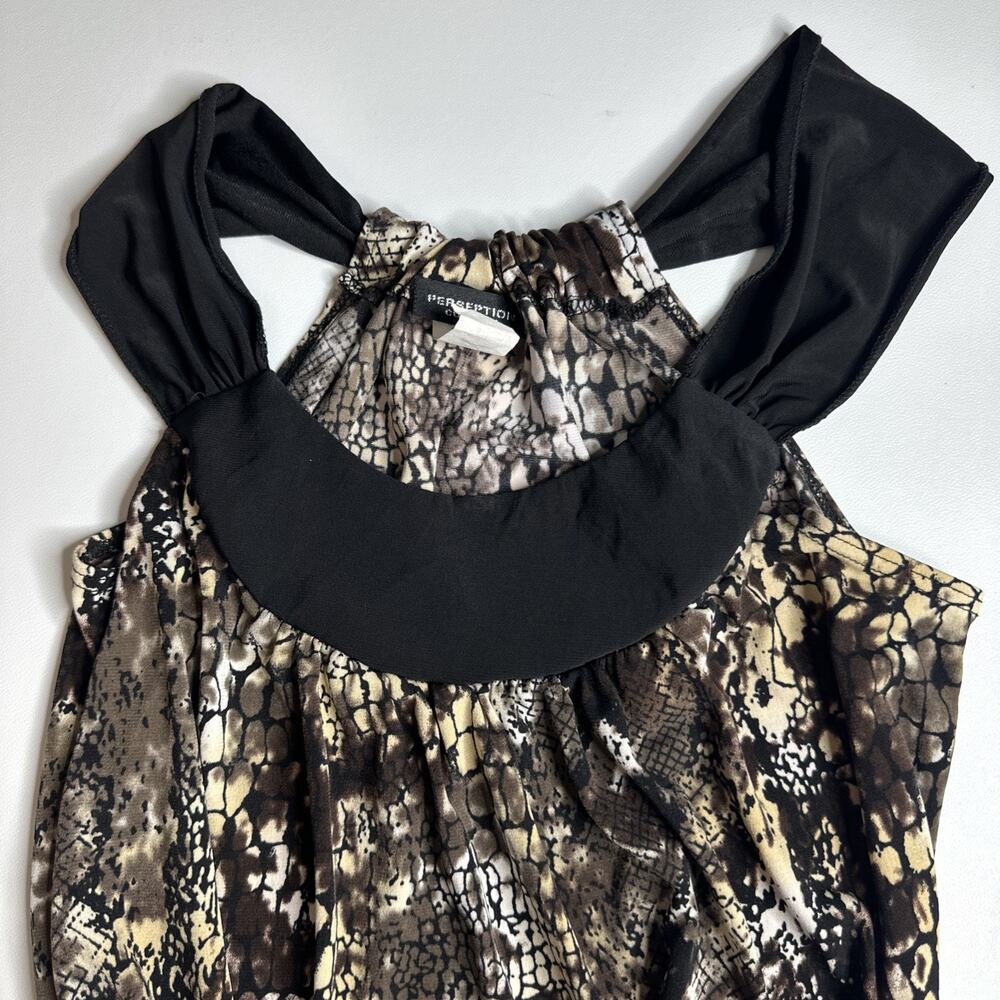 VTG Y2K PerSeption Concept Snakeskin Print Ruched Back Tank Top Size Small EUC - Picture 7 of 9